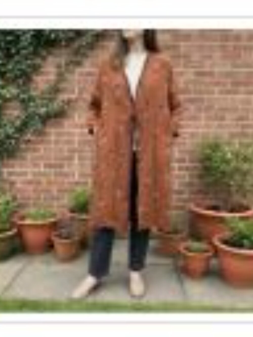 Hand Printed Floral Linen Jacket: Long Cotton Kimono Coat with Pockets - Picture 6 of 6